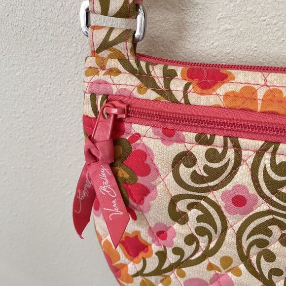 Vera Bradley Lizzy Crossbody Bag Purse Retired Folkloric Pattern Pink Cream - Picture 7 of 10